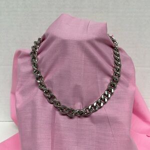 Silver Toned Heavy Chain Choker Necklace